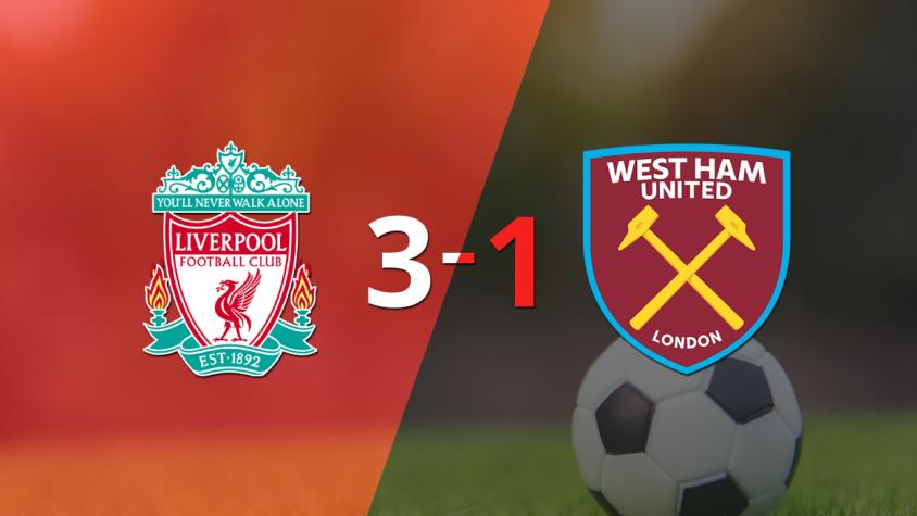 West Ham United perdió 3-1 en su visita a Liverpool