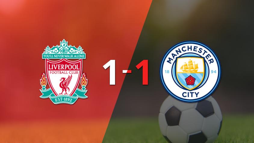 Manchester City logró sacar el empate a 1 gol en casa de Liverpool