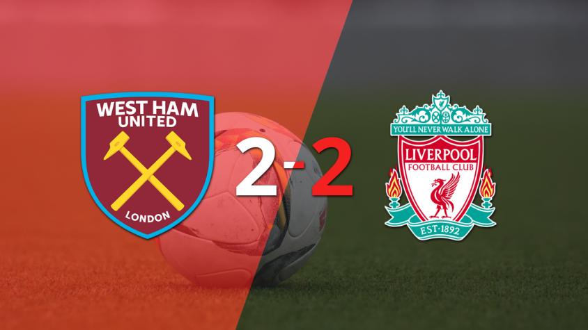 En un emocionante partido, West Ham United y Liverpool empataron 2-2