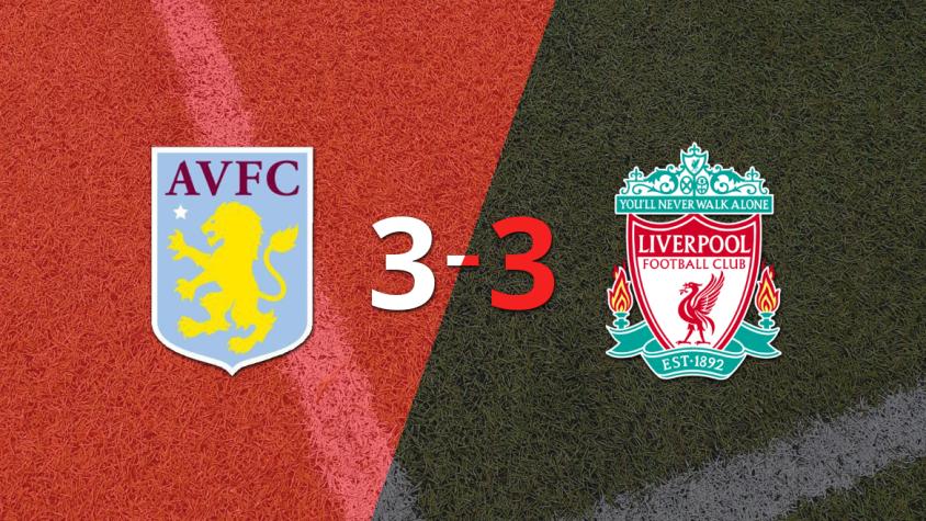 Pese a doblete de Jhon Durán, Aston Villa empató con Liverpool