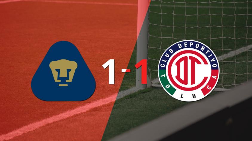 Pumas UNAM y Toluca FC se repartieron los puntos en un 1 a 1