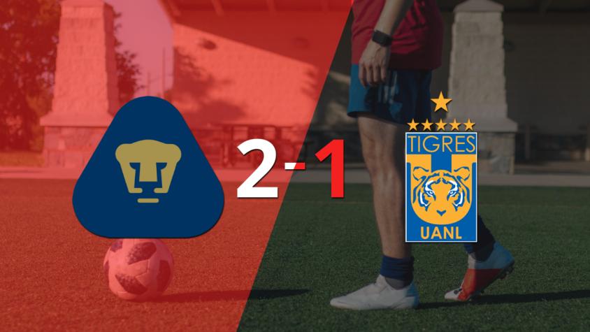 Pumas UNAM le ganó a Tigres en su casa por 2-1