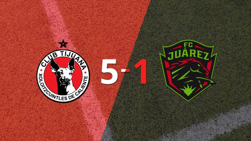 Tijuana goleó 5-1 a FC Juárez con doblete de Carlos González