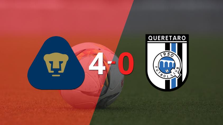 Juan Dinenno anotó un doblete en la goleada 4-0 de Pumas UNAM a Querétaro