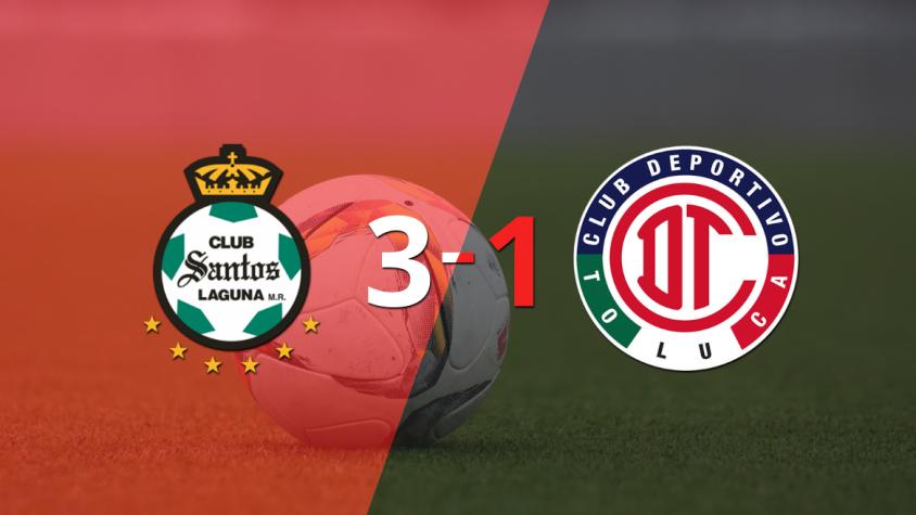 Santos Laguna fue más y venció por 3 a 1 a Toluca FC