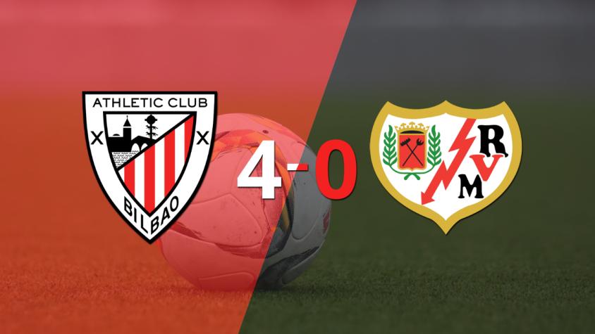 Rayo Vallecano fue superado fácilmente y cayó 4-0 contra Athletic Bilbao