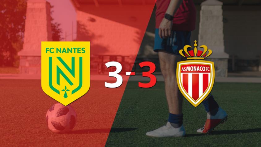 Nantes empató con Mónaco y Mostafa Mohamed anotó dos goles
