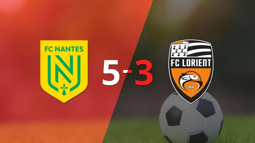 Nantes se hace fuerte de local y se impone 5-3 ante Lorient