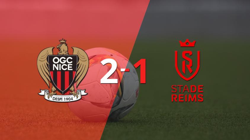 Nice consiguió una victoria en casa por 2 a 1 ante Stade de Reims