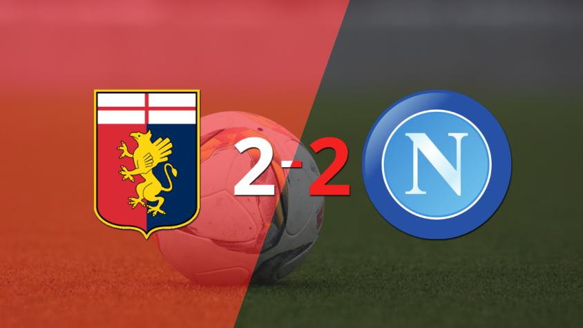 En un emocionante partido, Genoa y Napoli empataron 2-2