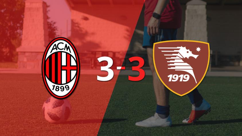Salernitana empató 3-3 ante Milan con doblete de Simeon Nwankwo