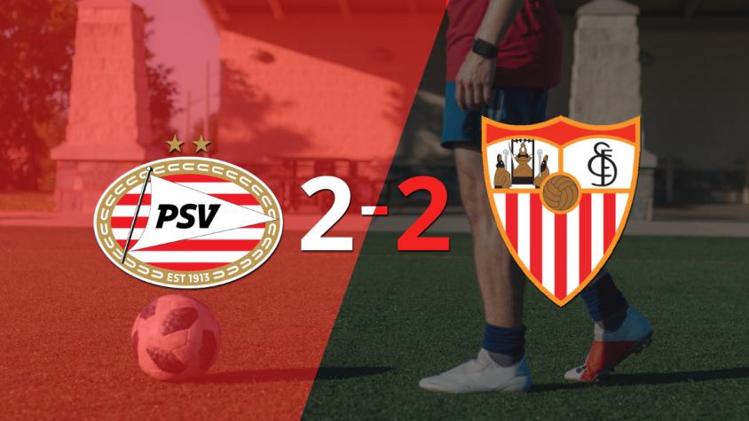 Sevilla sacó un punto luego de empatar a 2 goles con PSV