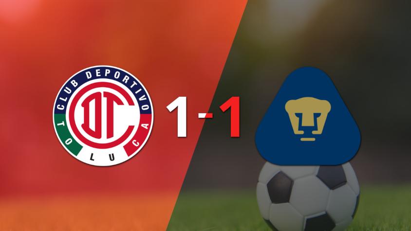 Empate a uno entre Toluca FC y Pumas UNAM