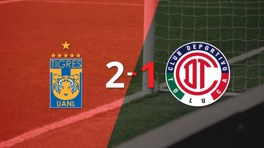 Tigres logró una victoria como anfitrión por 2 a 1 frente a Toluca FC