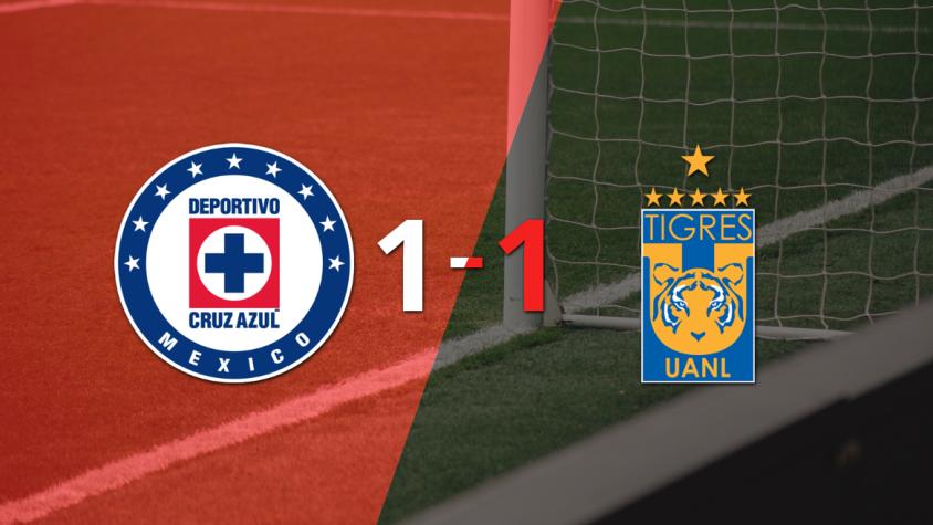 Cruz Azul empató 1-1 contra Tigres sobre el final del partido