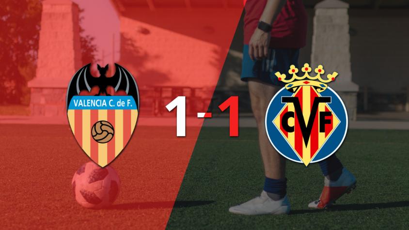 Valencia y Villarreal finalizaron el derbi de la Comunitat con un empate por 1