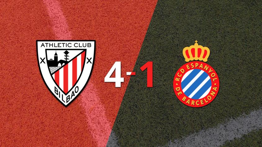 Athletic Bilbao goleó 4-1 a Espanyol con doblete de Iñaki Williams