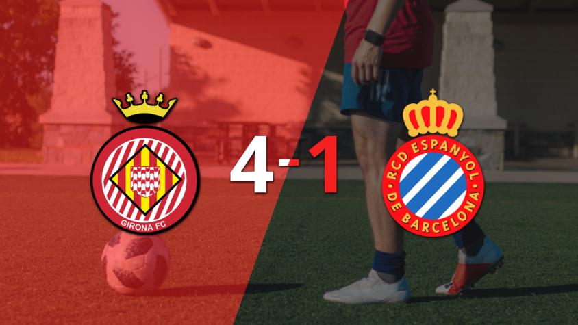 Girona derrotó sin complicaciones a Espanyol con doblete de Bojan Miovski