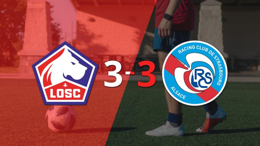 Lille empató 3-3 ante RC Strasbourg con doblete de Edon Zhegrova