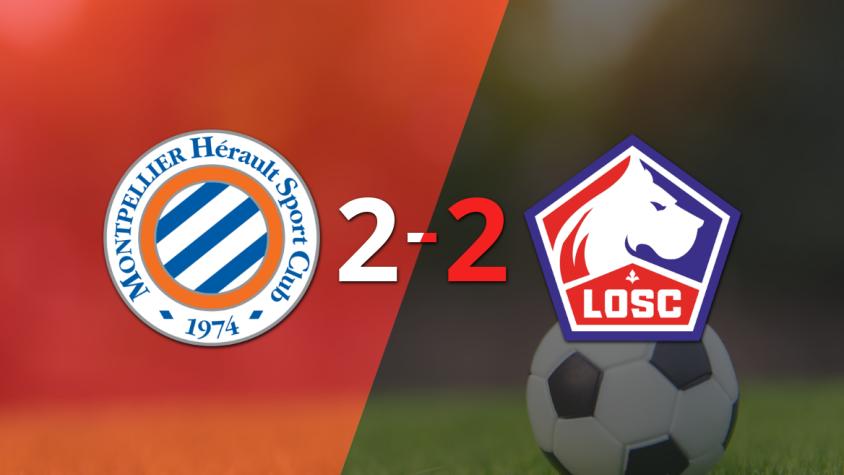 Con dos goles de Jonathan David, Lille igualó ante Montpellier