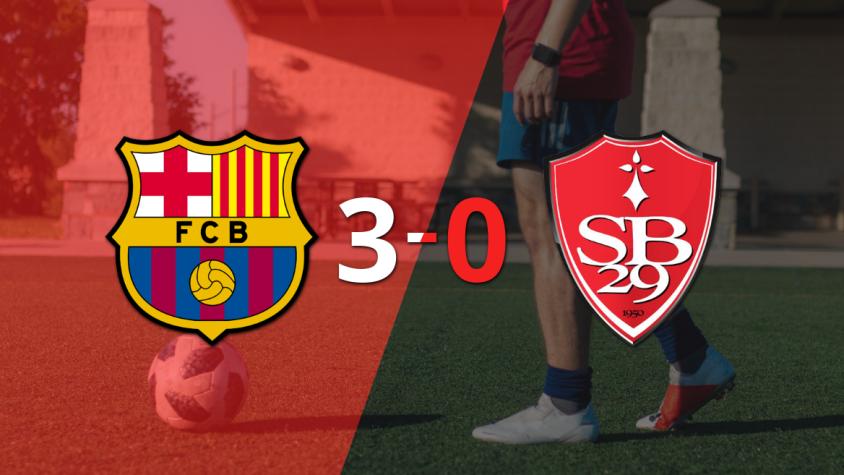 Con doblete de Robert Lewandowski, Barcelona liquidó 3-0 a Stade Brestois