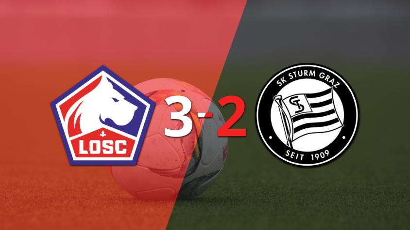 Vibrante 3-2 en el triunfo de Lille sobre Sturm Graz