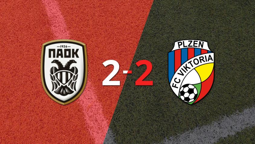 Sobre el final, Abdul Rahman Baba marcó el gol del empate entre PAOK y Viktoria Plzen