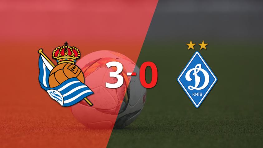 Mikel Oyarzábal anotó un doblete en la goleada 3-0 de Real Sociedad a Dynamo Kyev