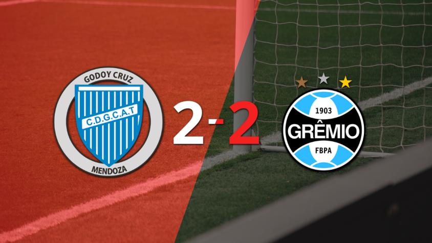 Godoy Cruz empató 2-2 contra Grêmio sobre el final del partido