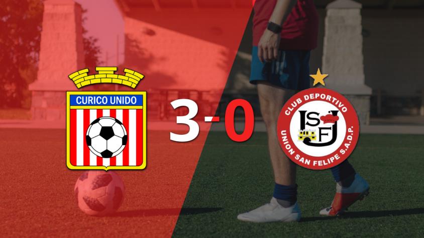 Curicó Unido fue contundente y goleó 3-0 a U. San Felipe