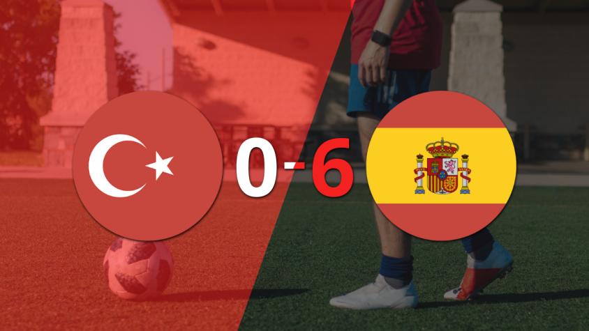 Triplete de Mikel Merino, doblete de Pedri y goleada de España