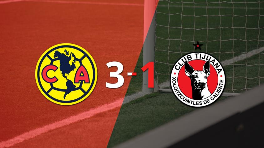 Club América gana 3-1 a Tijuana con doblete de Brian Rodríguez