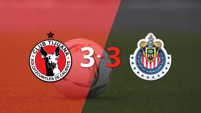 Chivas rescató un empate agónico frente a Tijuana