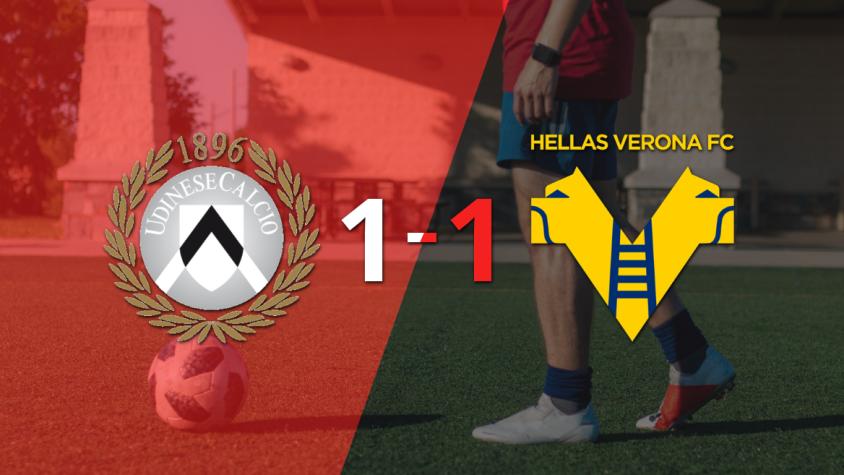 Udinese y Hellas Verona se reparten los puntos y empatan 1-1 en el inicio del torneo