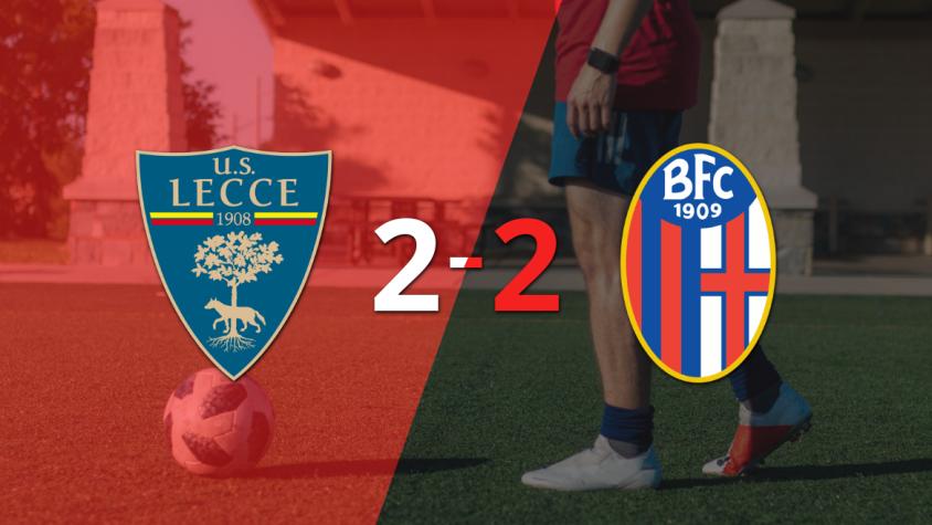 Empate agónico de Lecce ante Bologna con un decisivo gol de Francesco Camarda