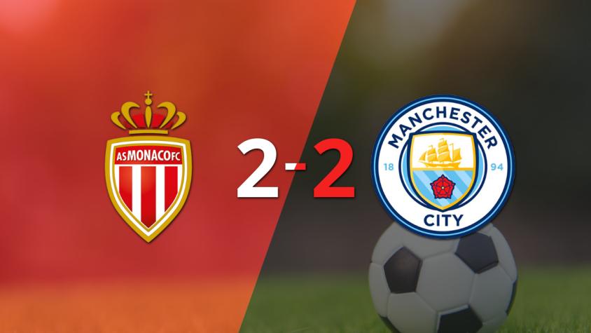 Con dos goles de Erling Haaland, Manchester City igualó ante Mónaco